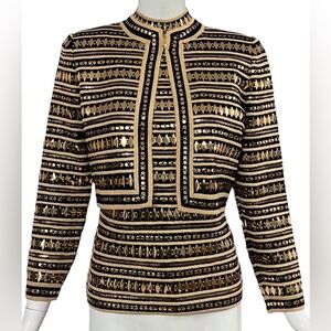 St. John Evening by Marie Gray Gold Embellished Top and Jacket Set